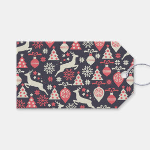 Vintage Retro Christmas Pattern Holiday Gift Tags