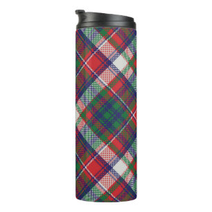 Vintage Retro Christmas Plaid Red Blue Green Thermal Tumbler