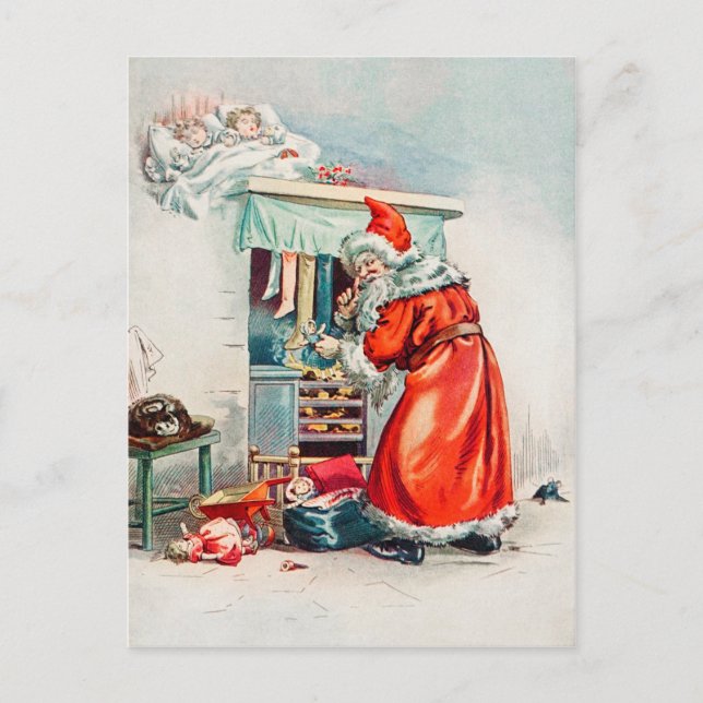 Vintage Retro Christmas Postcard (Front)