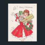 Vintage Retro Christmas Postcard<br><div class="desc">"Hi! Merry Christmas". This Christmas send your warm wishes to friends and family with this vintage postcard.</div>