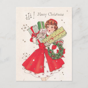 Vintage Retro Christmas Postcard