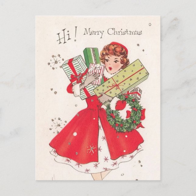 Vintage Retro Christmas Postcard (Front)