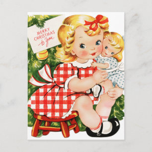 Vintage Retro Christmas Postcard
