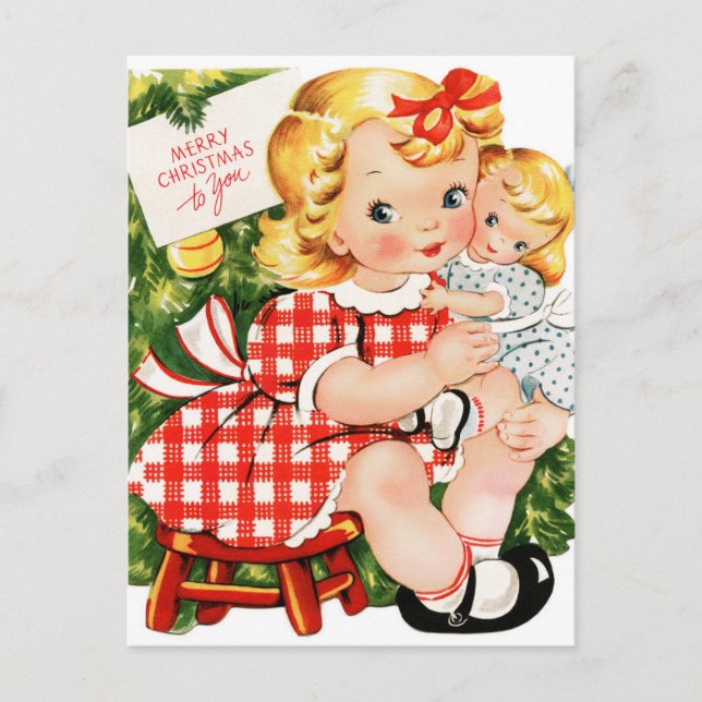 Vintage Retro Christmas Postcard (Front)
