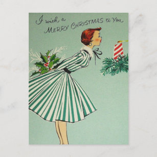 Vintage Retro Christmas Postcard