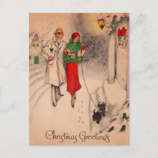 Vintage Retro Christmas Postcard