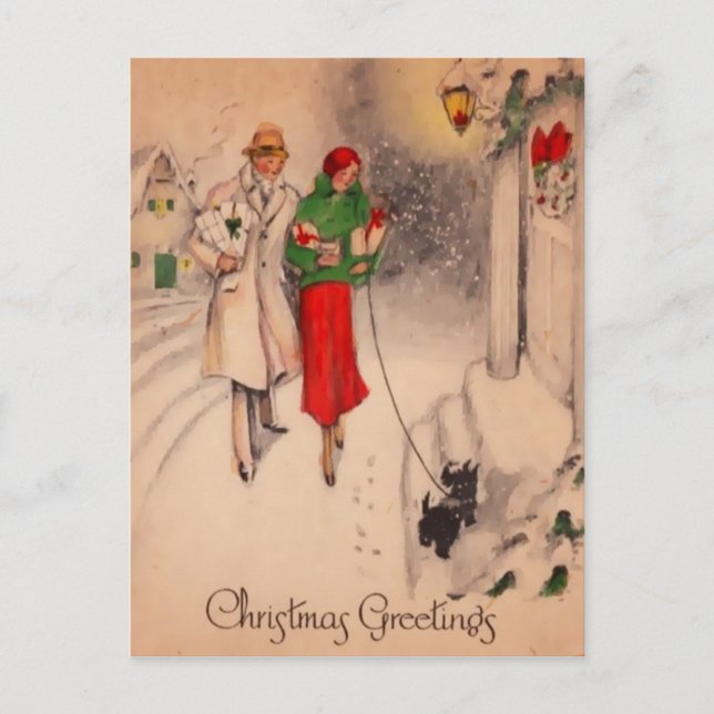 Vintage Retro Christmas Postcard (Front)
