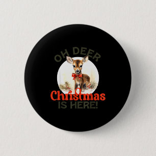 Vintage Retro Christmas Reindeer Oh Deer Christmas 6 Cm Round Badge