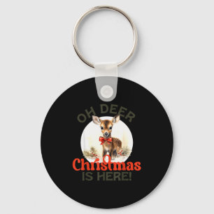 Vintage Retro Christmas Reindeer Oh Deer Christmas Key Ring