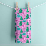 Vintage Retro Christmas Reindeer on Pink Tea Towel<br><div class="desc">Add a touch of whimsical nostalgia to your holiday kitchen with this retro christmas reindeer tea towel. Featuring a charming reindeer illustration in soft pastel colours of aquas, greens and pinks, this towel brings a playful and festive vibe to your culinary space. The retro design evokes the warmth and nostalgia,...</div>