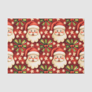 Vintage Retro Christmas Santa Claus and Bows Tissue Paper