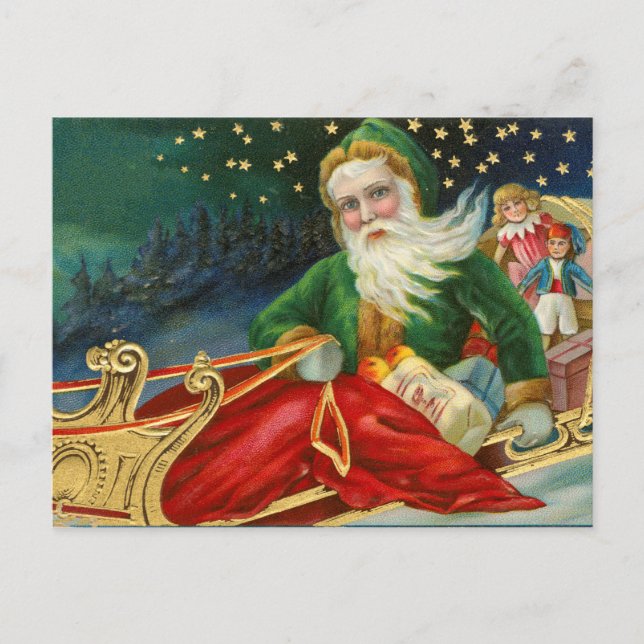 Vintage Retro Christmas Santa Claus Postcard (Front)