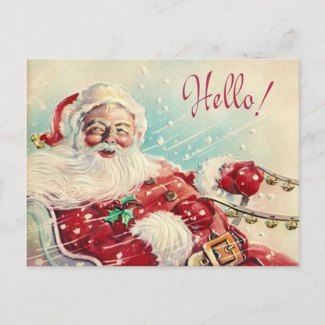 Vintage retro Christmas Santa Holiday postcard (Front)