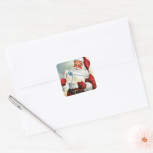 Vintage retro Christmas Santa Holiday sticker