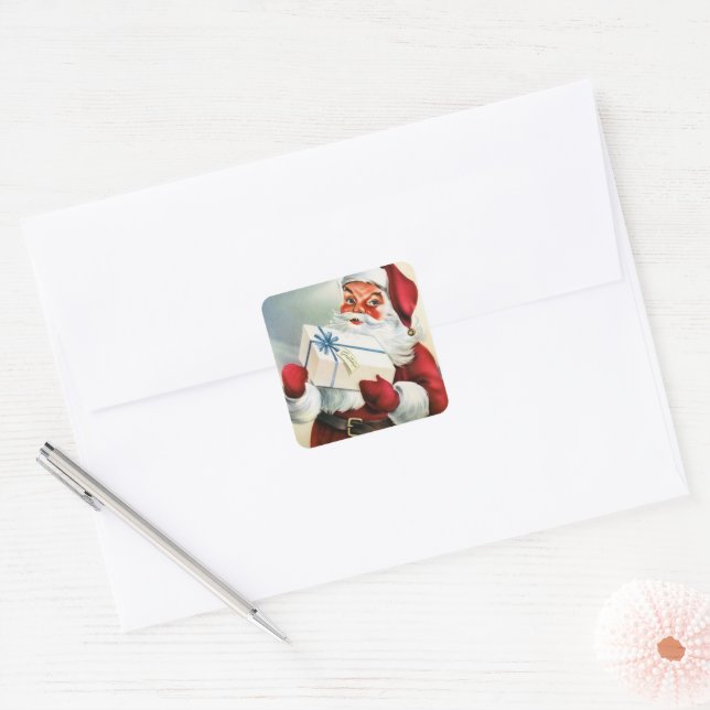 Vintage retro Christmas Santa Holiday sticker (Envelope)