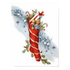 Vintage retro Christmas Santa stocking poster