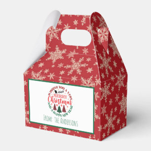 Vintage Retro Christmas Snowflakes Pattern Favour Box
