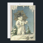 Vintage Retro Christmas Snowman Winter Scene Holiday Card<br><div class="desc">Cool Vintage Retro Christmas Snowman Winter Scene Holiday Card.</div>