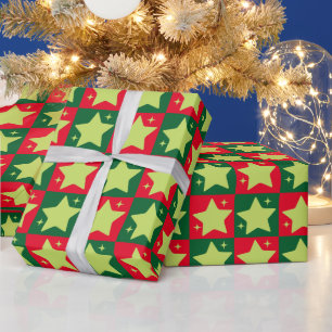Vintage Retro Christmas Stars Pattern Wrapping Paper