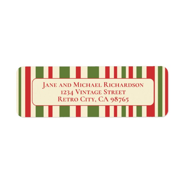 Vintage Retro Christmas Stripes Red Green Cream (Front)