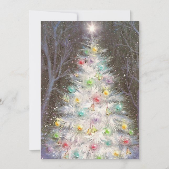 Vintage Retro Christmas Tree Holiday Card (Front)