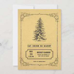 vintage retro christmas tree invitation