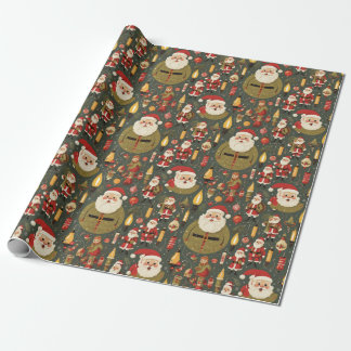 Vintage Retro Christmas with Nostalgic Elements Wrapping Paper
