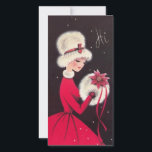 Vintage Retro Christmas Woman in Snow Holiday Card<br><div class="desc">Vintage retro Christmas woman in red winter dress holiday Card.  A cute card that is perfect for your collection or for sending out to family and friends for the holidays.</div>