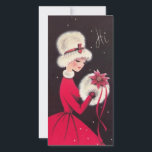 Vintage Retro Christmas Woman in Snow Holiday Card<br><div class="desc">Vintage retro Christmas woman in red winter dress holiday Card.  A cute card that is perfect for your collection or for sending out to family and friends for the holidays.</div>