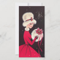 Vintage Retro Christmas Woman in Snow