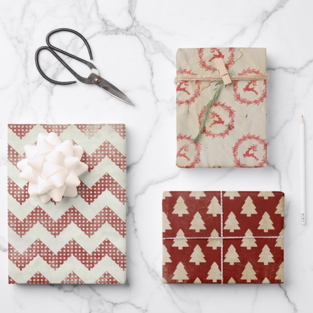 Vintage Retro Christmas Wrapping Paper (Front)