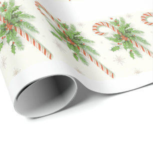 Vintage Retro Christmas Wrapping Paper Candy Cane