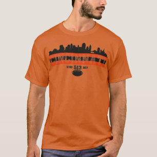 Vintage Retro Cincinnati Skyline 513 Football T-Shirt