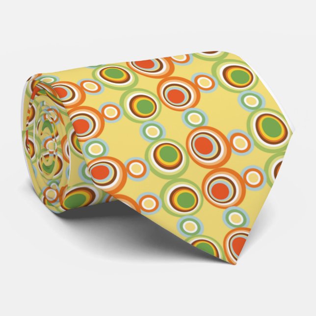 vintage retro circles 50s kitche pattern tie 2 (Rolled)