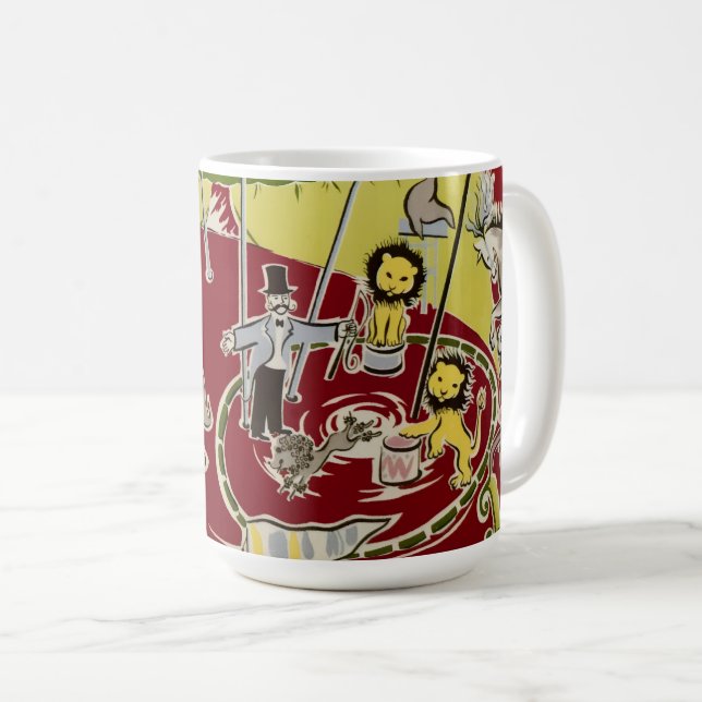 Vintage Retro Circus Animals Ring Theme Coffee Mug (Front Right)