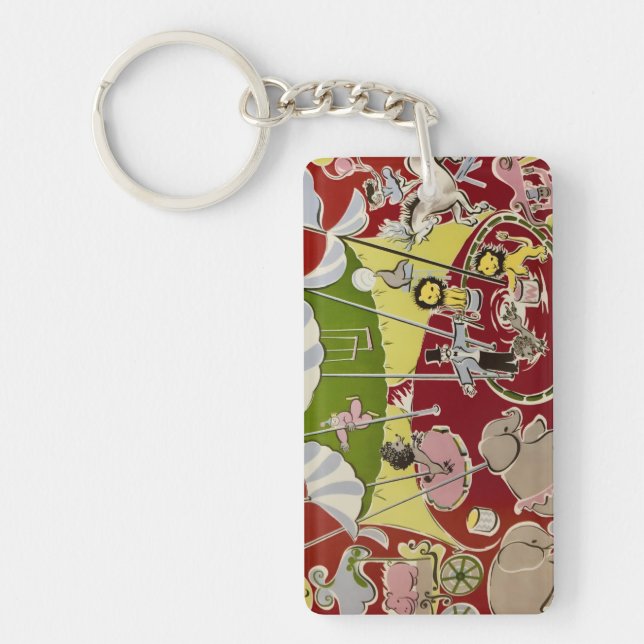 Vintage Retro Circus Animals Ring Theme Key Ring (Front)