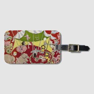 Vintage Retro Circus Animals Ring Theme Luggage Tag