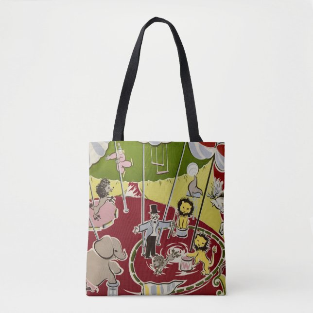 Vintage Retro Circus Animals Ring Theme Tote Bag (Front)