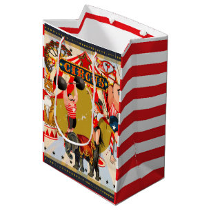 Vintage Retro Circus Birthday Party Favour Treat Medium Gift Bag