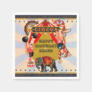 Vintage Retro Circus Birthday Party Personalised Napkin