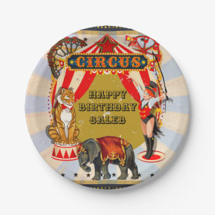 Vintage Retro Circus Birthday Party Personalised Paper Plate