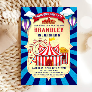 Vintage retro Circus Carnival Birthday Invitation