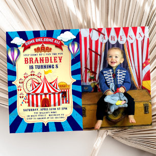 Vintage retro Circus Carnival Birthday Photo Invitation