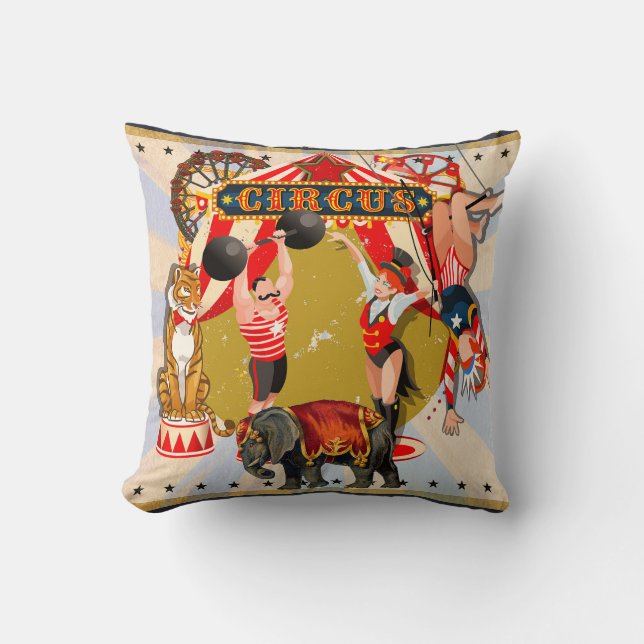 Vintage Retro Circus Cushion (Front)