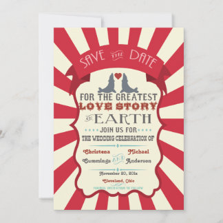 Vintage Retro Circus Save The Date Announcement