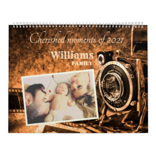 Vintage retro classic camera rustic custom family calendar