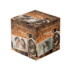 Vintage retro classic camera rustic custom family cube