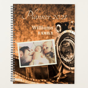 Vintage retro classic camera rustic custom family planner