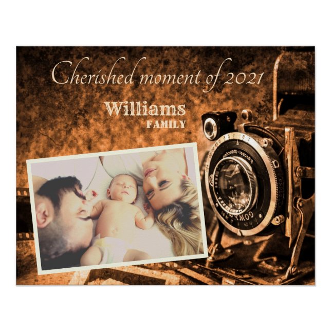 Vintage retro classic camera rustic custom family  poster (Front)