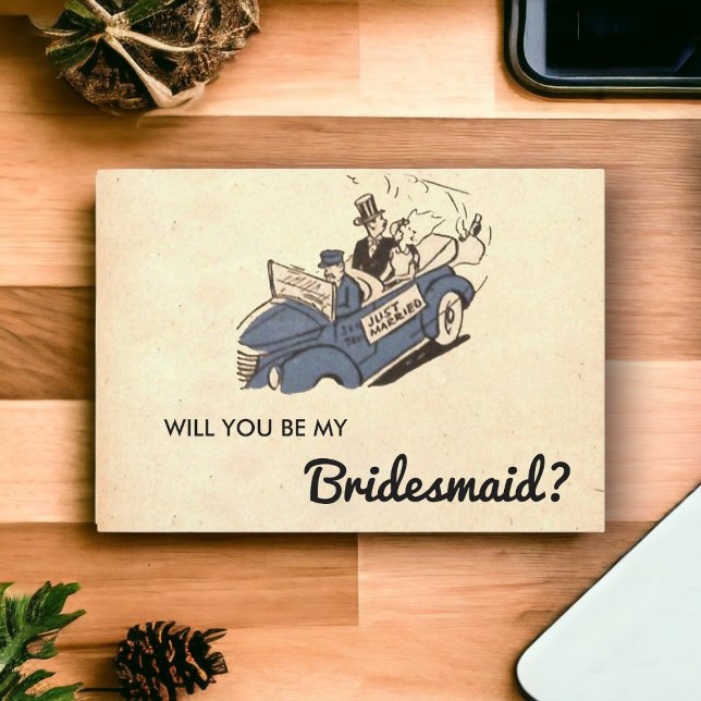 Vintage Retro Classic Couple Old Bridesmaid Card (Creator Uploaded)